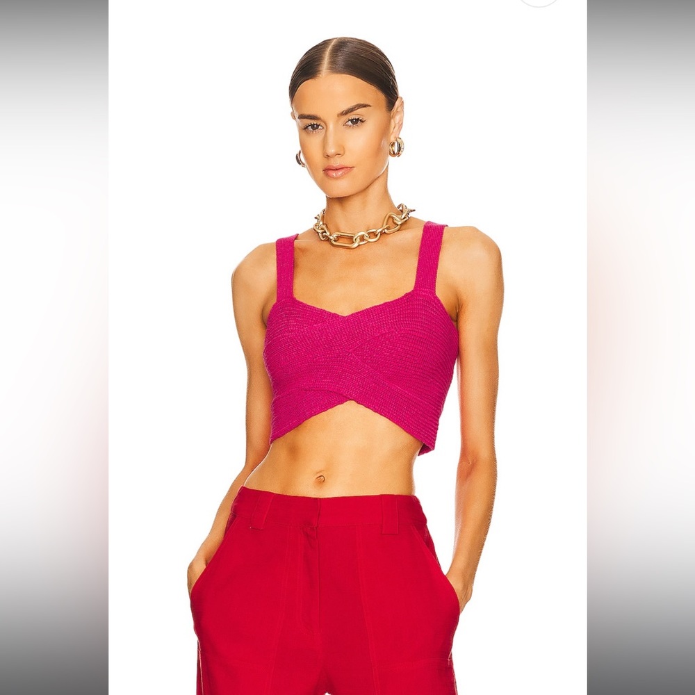Cult Gaia Brieann Juicy Pink Woven Knit Crop Top